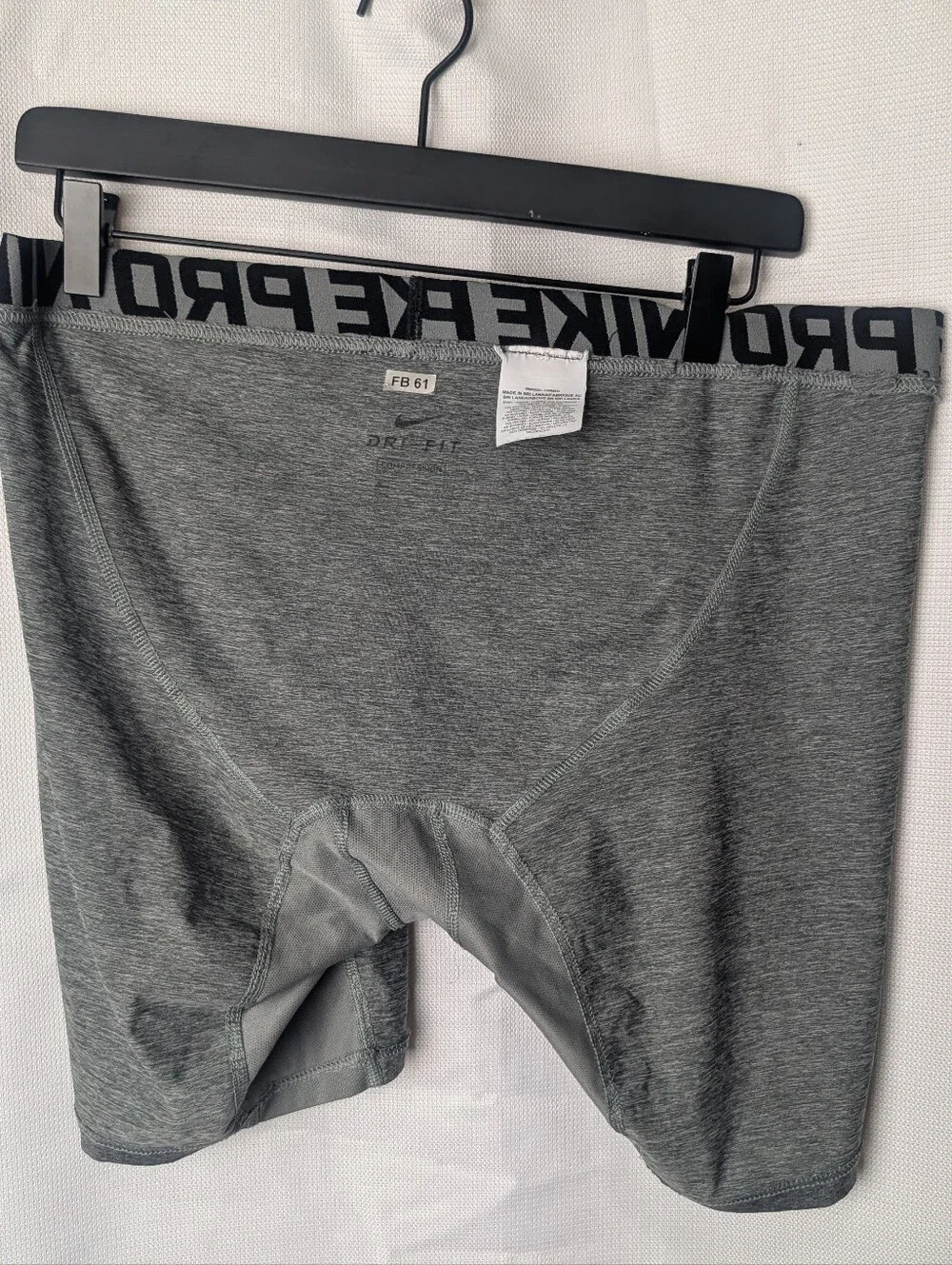 NIKE Pro Heather Gray Compression Mesh Pouch Workout Shorts Boxer Brief L